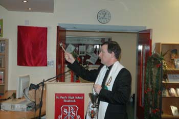 Mr Warde AR Pictured above is Father Dermot blessing the new Library